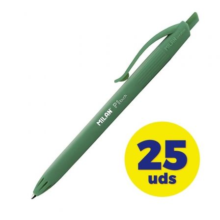 Milan P1 Touch Bolígrafo Retráctil Verde, 25 Unidades
